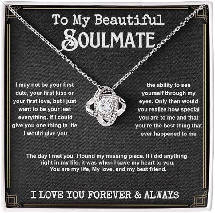To My Beautiful Soulmate Necklace For Women, Necklace For Wife From Husband, Girlfriend Necklace From Boyfriend, Wife Birthday Gifts From Husband, Gifts Boxes For Women, Soulmate Necklace For Her