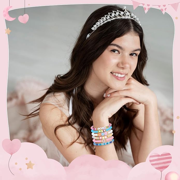 Artlunar 6-Pack Valentine's Day Friendship Bracelets for Teen Girls - Handmade Charms Hearts Stars Bohemian Beads - Birthday Holiday Charm Jewelry Gift