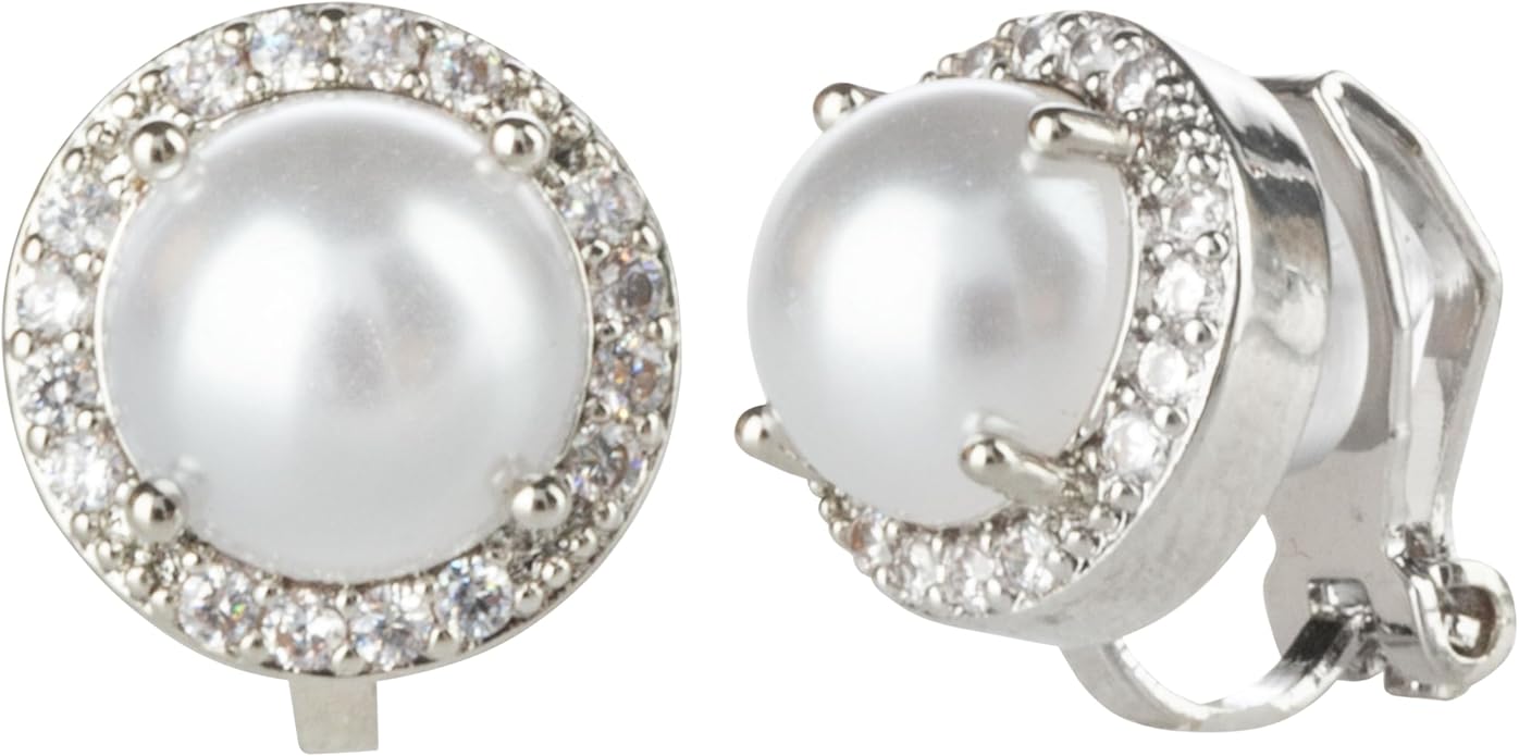 Aloha Earrings Round Halo Crystal Clip On Stud Earrings