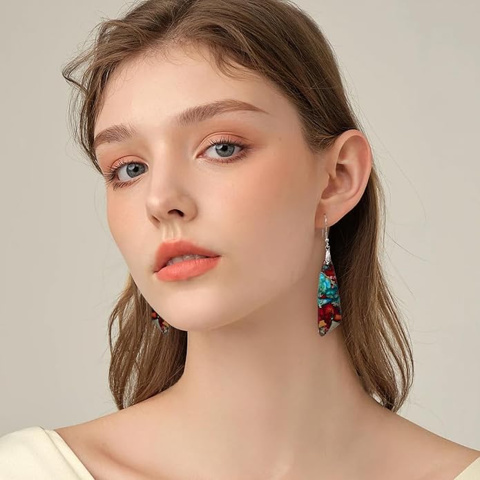 SELOVO Jasper Stone Earrings for Women Trendy Dangle Earrings Fishhook Drop Earrings