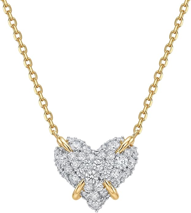 MEVECCO Dainty Gold Necklace For Women 18k Gold Plated Full CZ Pendant Necklace Handmade Necklace Jewelry Everyday Wear