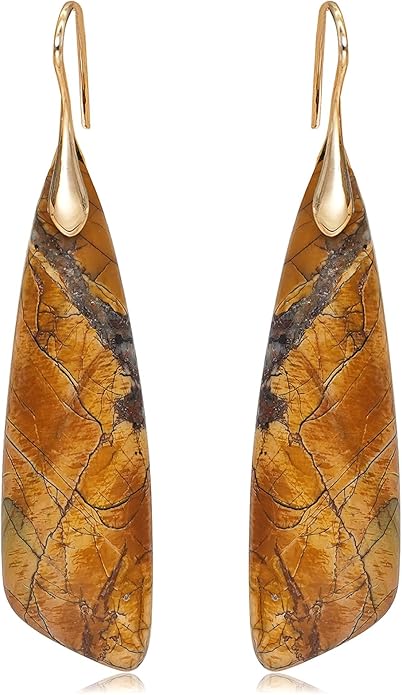 Natural Stone Earrings for Women Boho Triangles Dangle Drop Earrings