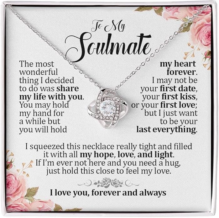 To My Beautiful Soulmate Necklace For Women, Necklace For Wife From Husband, Girlfriend Necklace From Boyfriend, Wife Birthday Gifts From Husband, Gifts Boxes For Women, Soulmate Necklace For Her