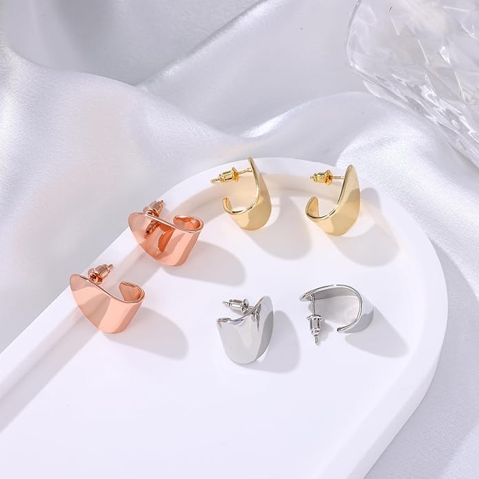 Gacimy Chunky Earrings for Women, Teardrop Earrings with 925 Sterling Silver Post, 14K Gold Plated Statement Drop for Women
