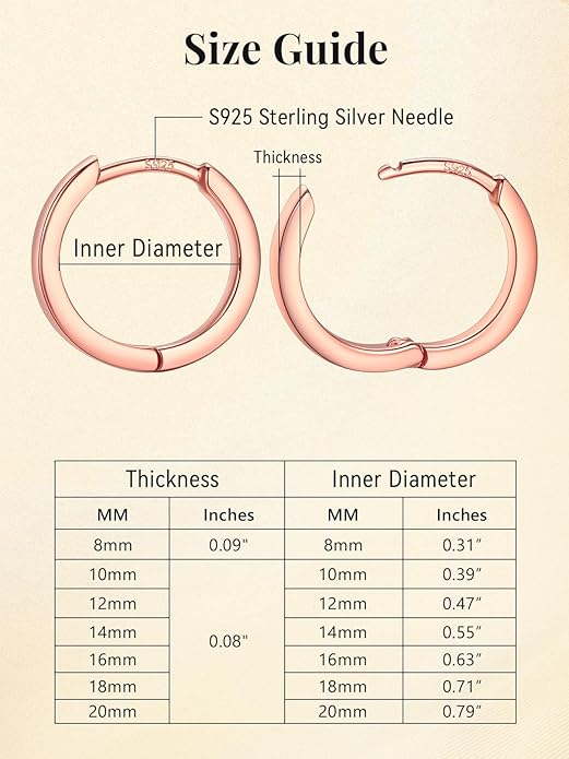 FaithHeart Sterling Silver Hoop Earrings for Women, Hypoallergenic Huggie Hoop Earrings Lightweight Small Cartilage Earrings Hoop Earring Dainty Everyday Earrings 6/8/10/12/14/15/16/18/20mm