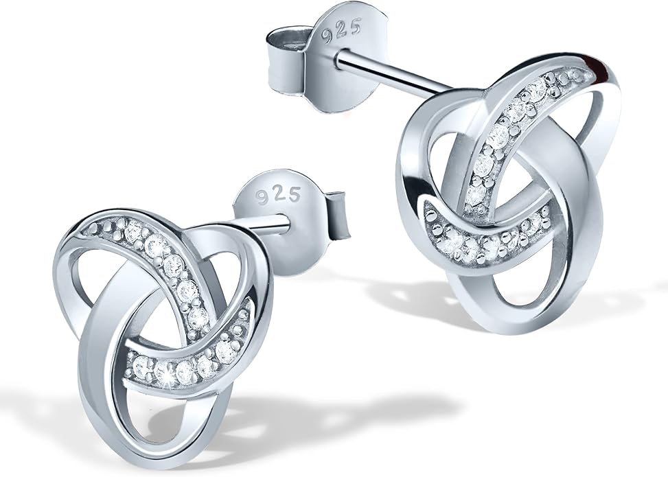 Chic Bijoux Knot Earrings for Women – With Round Cubic Zirconia stones and 925 Sterling Silver – Gift for Her Birthday, Rose Gold Jewelry