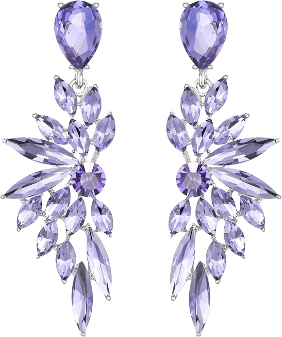 BriLove Women's Wedding Bridal Crystal Teardrop Multi Marquise Cluster Bling Dangle Earrings