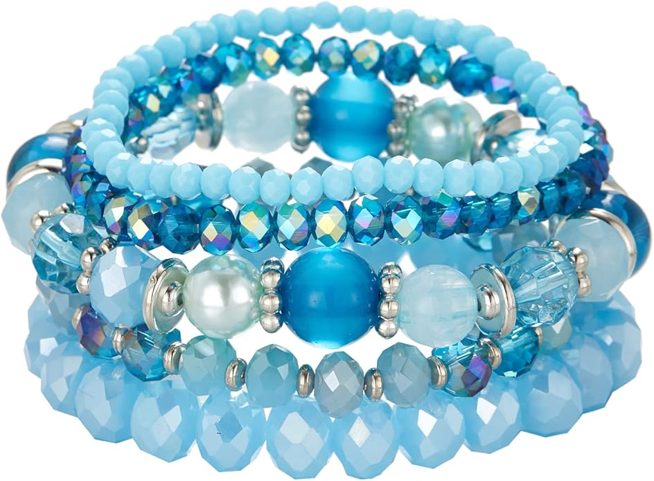 Noessla Beaded Boho Stretch Bracelet Colorful Stackable Crystal Beads Bracelets Trendy Costume Jewelry Mothers Day Gifts for Women