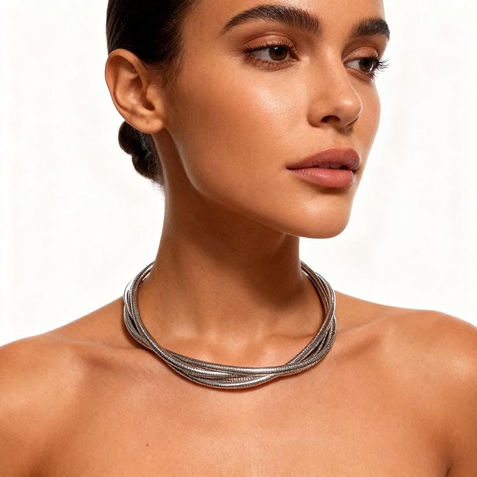 Chunky Gold Snake Chain Choker for Women Stainless Steel Layered Collar Necklace Punk Gothic Y2K Statement Jewelry Gift
