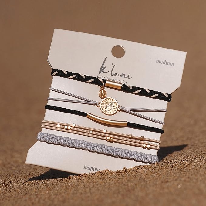 K'lani Hair Tie Bracelets for Women - Elastic Hair Bands That Double as Stylish Jewelry - Inspire - Large
