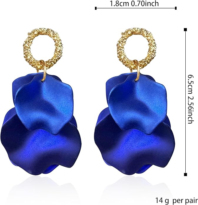 Anmpab Statement Matte Rose Flower Petal Stud Earrings for Women Dangly Floral Petal Earrings Jewelry Accessories Romantic Gifts for Her Women