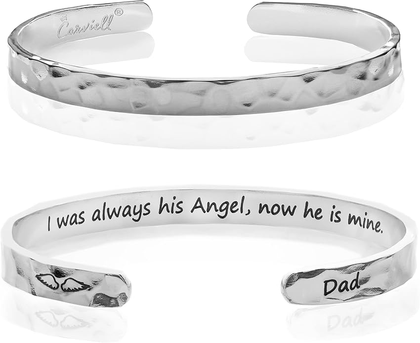 Carviell Engraved Cuff Bracelets for Women – Inspirational, Friendship, Love, Mom, Daughter, Sister, Christian, Graduation, Memorial & Wedding Gifts – 80+ Phrases – Stainless Steel, Gift-Ready
