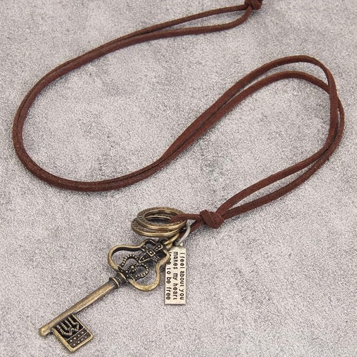 GelConnie Boho Necklaces for Women Vintage Silver Circles Long Pendant Necklace Cowgirl Sweater Necklace Adjustable Leather Choker Necklace for Women