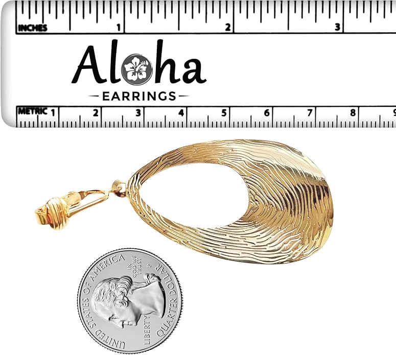 Aloha Earrings Gold Tone Non Pierced Clip On Dangling Earrings