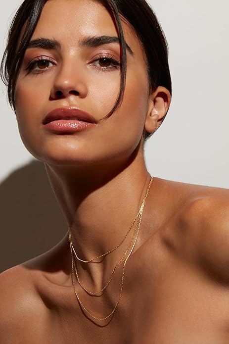 Milla Layered Necklaces for Women – 14K Gold Plated or Silver Plated Dainty Necklace Stack, Trendy Triple Chain Necklace Set