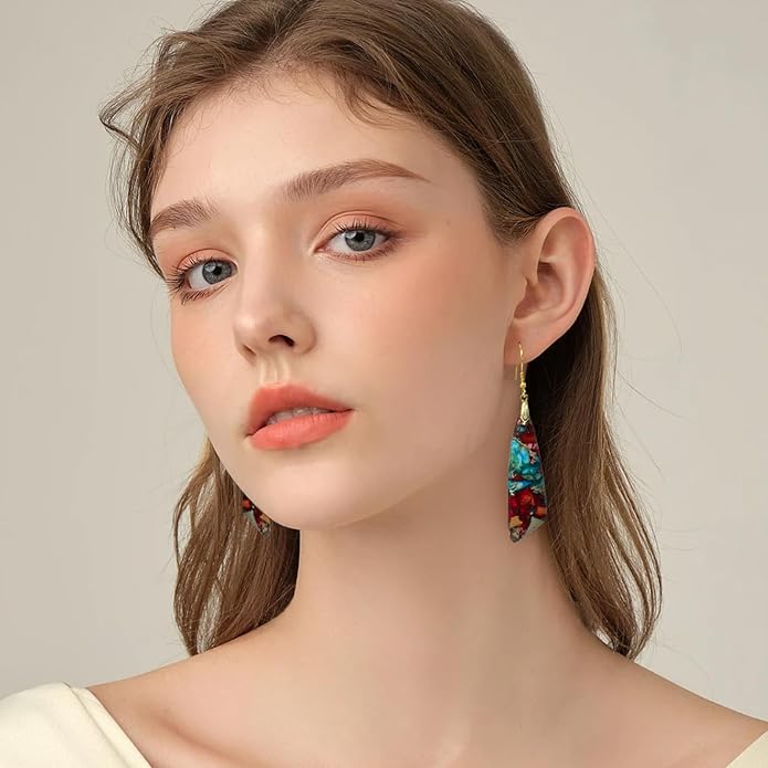 SELOVO Jasper Stone Earrings for Women Trendy Dangle Earrings Fishhook Drop Earrings