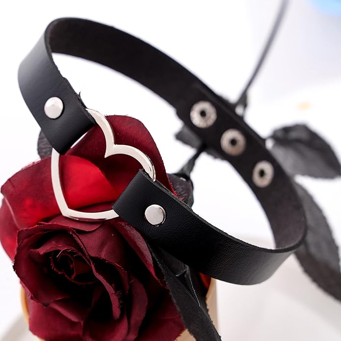 Eigso Vintage Punk Goth Studded Rivet Pu Leather Collar Choker Necklace with Spikes Adjustable