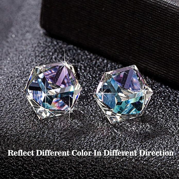 Austrian Crystal Cube Drop Dangle Earrings for Women 14K Gold Plated Hypoallergenic Jewelry