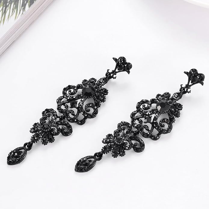mecresh Gold/Silver Rhinestone Chandelier Wedding Bridal Dangle Earrings