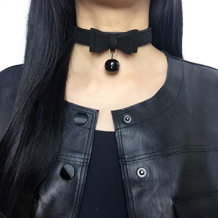 Bell Choker Collar Necklace Lolita Bow Collar Cat Kitty Velvet Necklace
