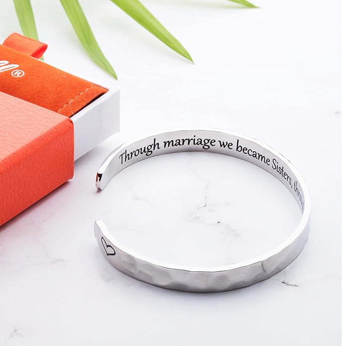Carviell Engraved Cuff Bracelets for Women – Inspirational, Friendship, Love, Mom, Daughter, Sister, Christian, Graduation, Memorial & Wedding Gifts – 80+ Phrases – Stainless Steel, Gift-Ready