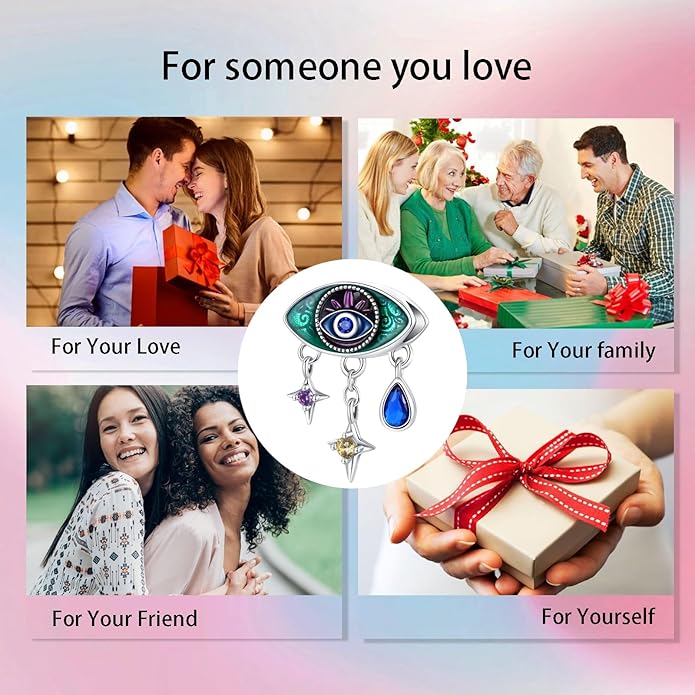 Birthday Fashion Love Heart Dangle Charm 925 Sterling Silver Charms fits Bracelets and Necklace Pendant Bead Charms Jewelry Present for Women Family Friends
