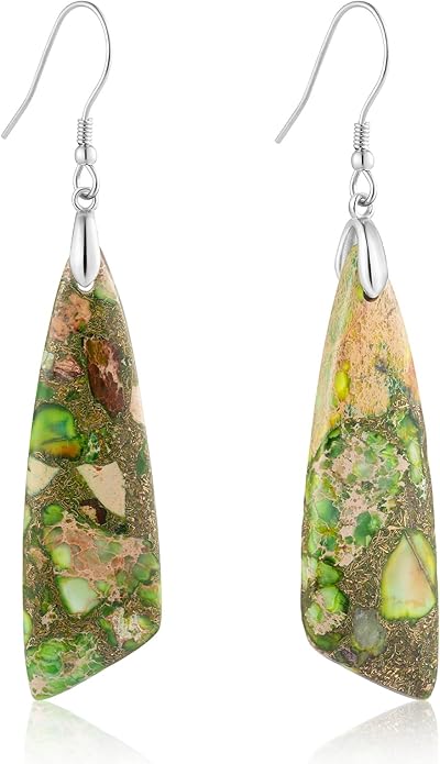SELOVO Jasper Stone Earrings for Women Trendy Dangle Earrings Fishhook Drop Earrings