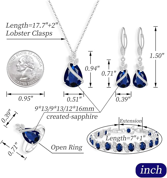 GZWHD Jewelry Set for Women CZ Earrings Necklace Ring Bracelet Set Prom Party Wedding Jewelry Gift for Mother Friend Wife