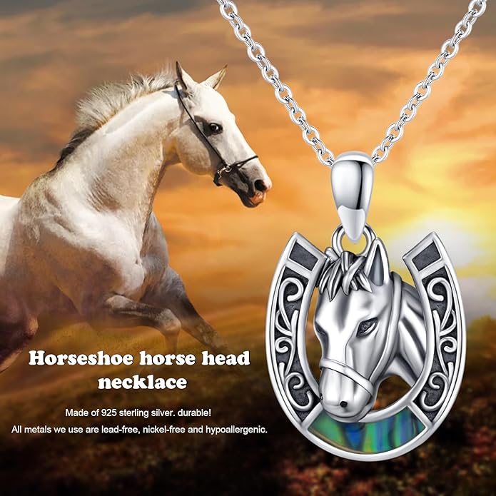 Western Cowboy Necklace 925 Sterling Silver Horseshoe Pendant Western Jewelry Cowgirl Gifts for Women Girlfriend Cowboy Cowgirl