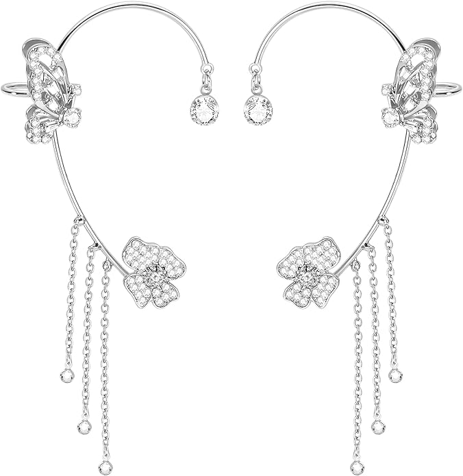 2PCS Butterfly Ear Cuffs Climber Wrap Around Earrings for Women Fairy No Piercing Ear Clip Gold Silver Jewelry Gift
