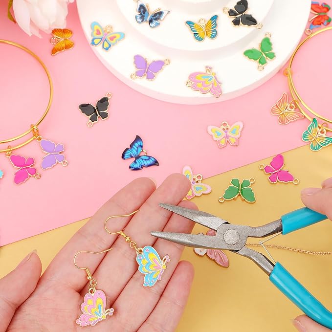 MARFOREVER 40Pcs/20 Pairs Butterfly Charms, Mixed Butterflies Charms for Jewelry Making, Assorted Enamel Butterfly Charm Pendants for Necklace Earring Bracelet Crafting