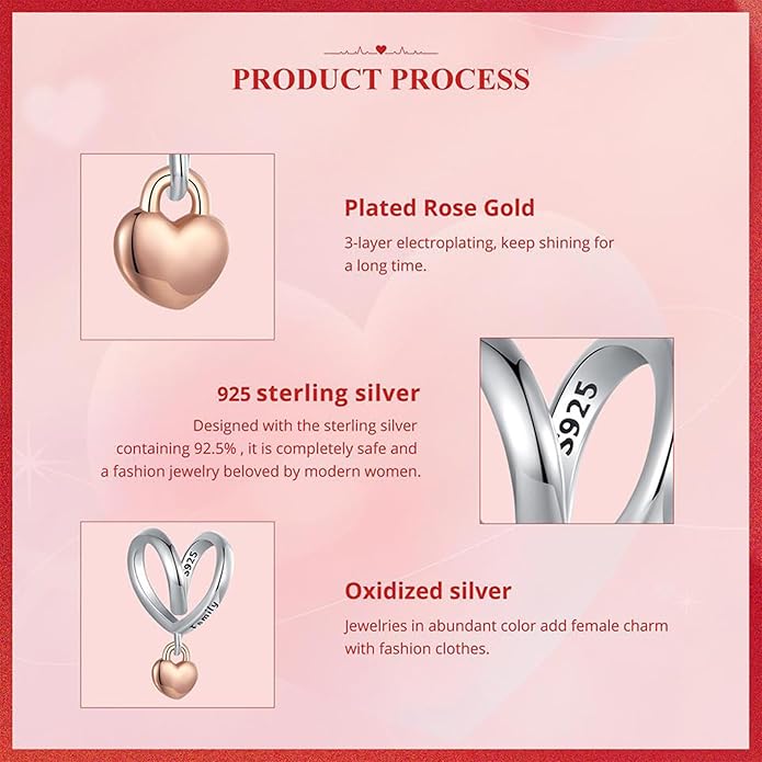 Charm Beads for Women, S925 Sterling Silver Dangle Charm Beads for European Charm Bracelet & Snake Chain Bracelets, Love Family Friendship Butterfly Pet Flower Designs, Gift Box Included