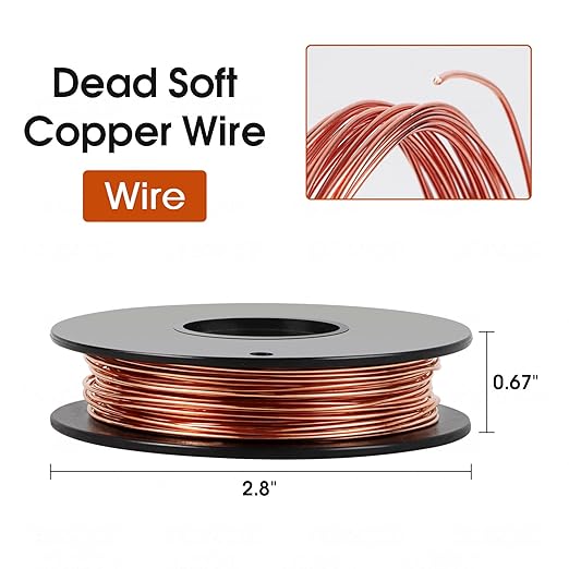 20 Gauge/0.8 105 Feet 5 oz 99.9% Dead Soft Copper Wire for Electroculture Gardening, Jewelry Making, Beading, Science Projects, DIY Artwork, Pure Bare Copper Wire