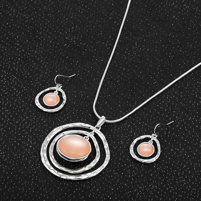 Madison Tyler Gold Plated Jewelry Set for Women | Silver Teardrop Pendant Necklace Trendy | Long Necklace with Snake Chain | Fashion Dangle Earring Set