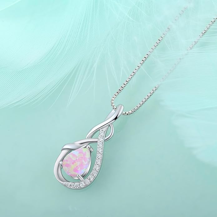 STARCHENIE Infinity Teardrop Pendant Necklace for Women 925 Sterling Silver Birthstone Jewelry
