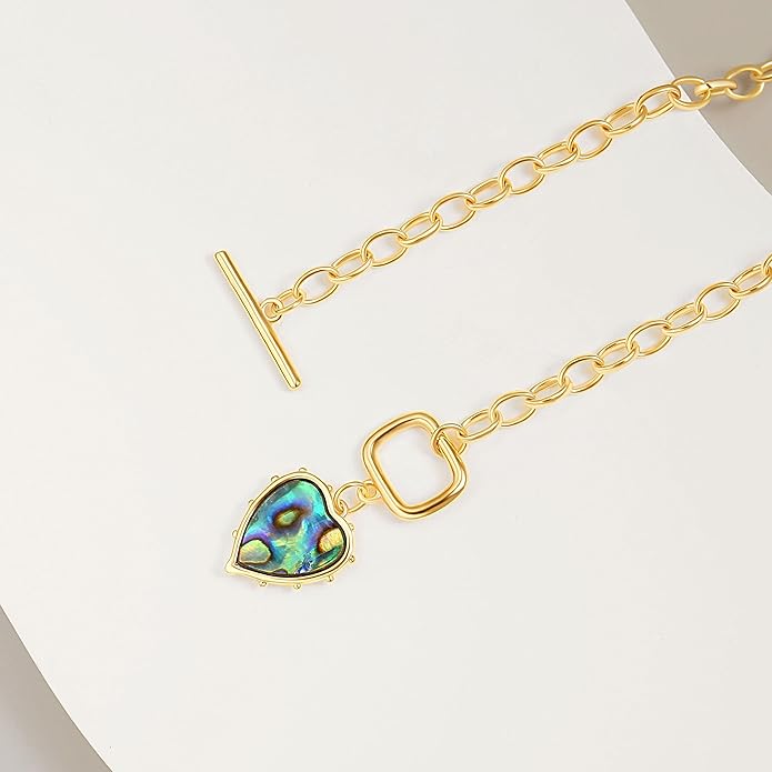 Aobei Pearl 18K Gold Plated Moon Star Lion Evil Eye Love Heart Cross Pendant Necklace Medallion Paperclip Chian Choker Layering Jewery for Women