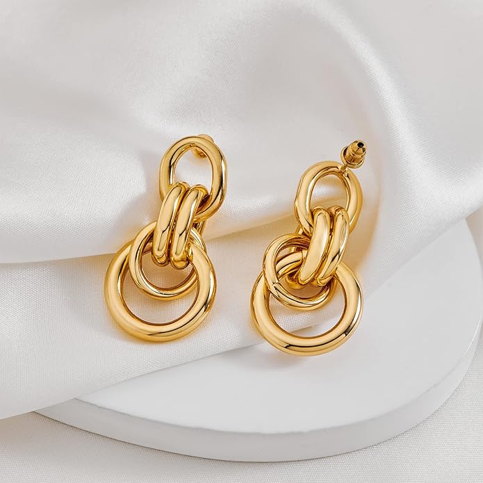 Gold Geometric Drop Dangle Earrings for Women Long Link Dangle Earrings Jewelry Gift
