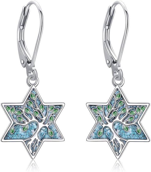 Tree of Life Earrings Sterling Silver Celtic Tree of Life Abalone Shell Dangle Drop Earrings for Women Jewelry