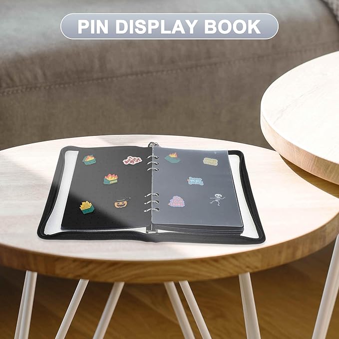 Pin Bag, Portable Pin Display Book, Ideal for Pins, Brooches Storage, Black