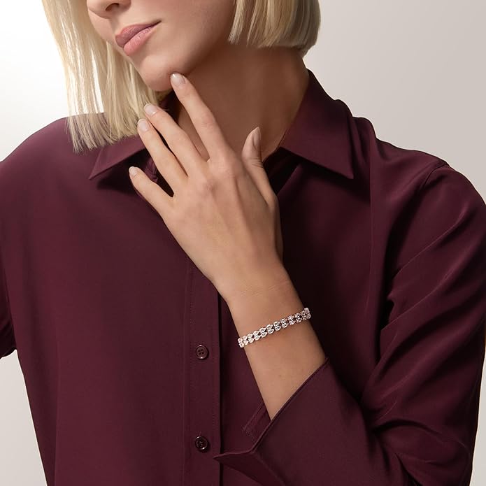 14K Gold Plated Women’s Tennis Bracelet – Sleek CZ Line Bracelet, Fits 6.0"–7.2" Wrist – Sparkly Everyday Jewelry Gift, Contemporary Tennis Bracelets for Women