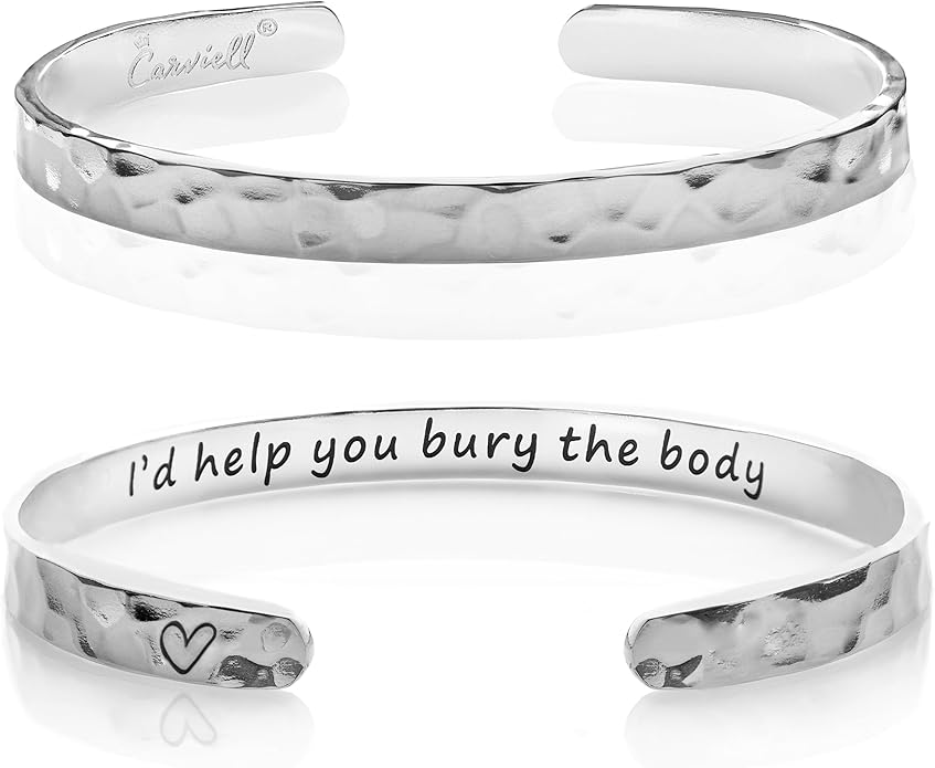 Carviell Engraved Cuff Bracelets for Women – Inspirational, Friendship, Love, Mom, Daughter, Sister, Christian, Graduation, Memorial & Wedding Gifts – 80+ Phrases – Stainless Steel, Gift-Ready