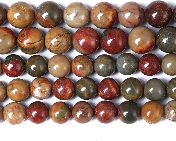 8mm 45pcs Natural Picasso Jasper Beads Healing Power Stones Round Loose Gemstone Beads for Jewelry Making DIY Bracelet Necklace 15"