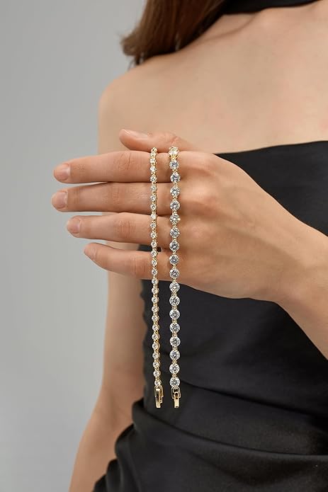 14K Gold Filled Tennis Bracelet for Women-3mm,4mm 5mm CZ Stone Classic Gold Bracelet for Women, Valentines, Mothers, Christmas Jewelry Gift for Women
