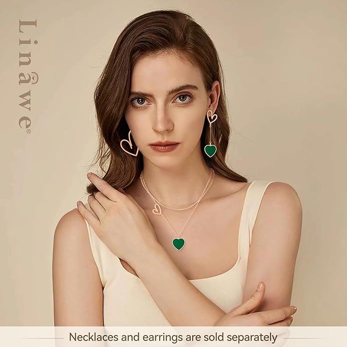 Linawe Layered Choker Heart Pendant Necklace for Women Trendy, Gold/Silver/Rose Gold Chain Stainless Steel Stacked Necklaces, Double Heart Necklace Y2K Preppy Jewelry