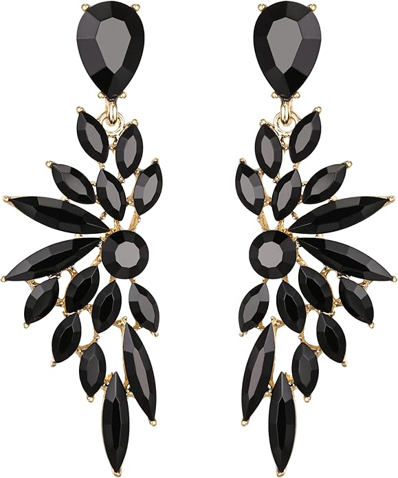 BriLove Women's Wedding Bridal Crystal Teardrop Multi Marquise Cluster Bling Dangle Earrings