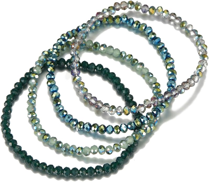 Noessla Beaded Boho Stretch Bracelet Colorful Stackable Crystal Beads Bracelets Trendy Costume Jewelry Mothers Day Gifts for Women
