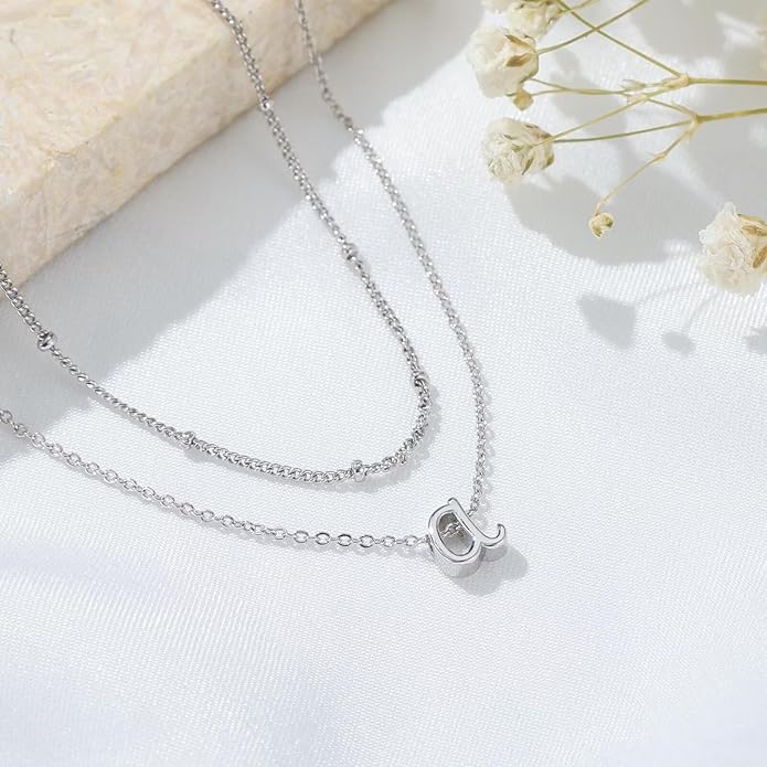 Yoosteel Valentines Gifts for Her Women - Layered Initial Necklaces for Women Trendy 14K Gold Plated Letter A-Z Necklace Gold/Silver Initial Necklace Stack Birthday Gifts for Teen Girls Jewelry