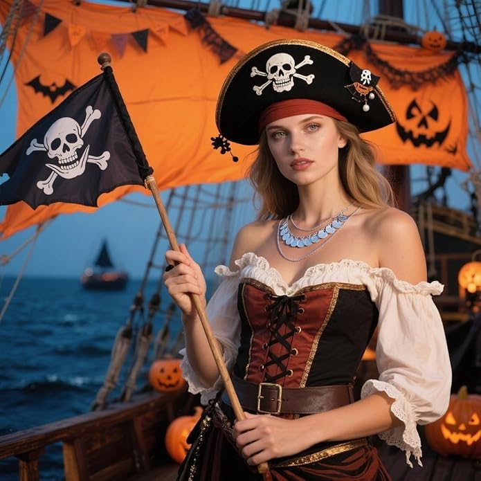 Pirate Necklace Chunky Gold Necklace for Women vintage Pirate Coin Pendant Necklace Fashion Chunky Chain Choker Necklaces Pirate Costume Women Men Jewellery