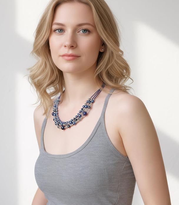 Noessla Beaded Statement Necklaces for Women Layered Chunky Bead Necklace Fashion Costume Jewelry Gifts for Mom