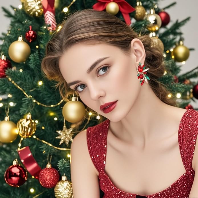 Vintage Rhinestone Statement Earrings Fancy Crystal Cluster Drop Dangle Earrings for Women